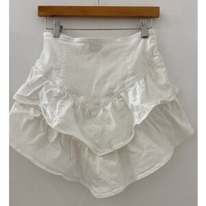 MOTHER The‎ Ruffle Mini Denim Skirt In Fairest Of Them All Size 27 Preppy